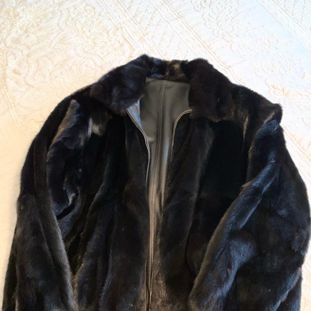 Men’s reversible leather/mink bomber jacket